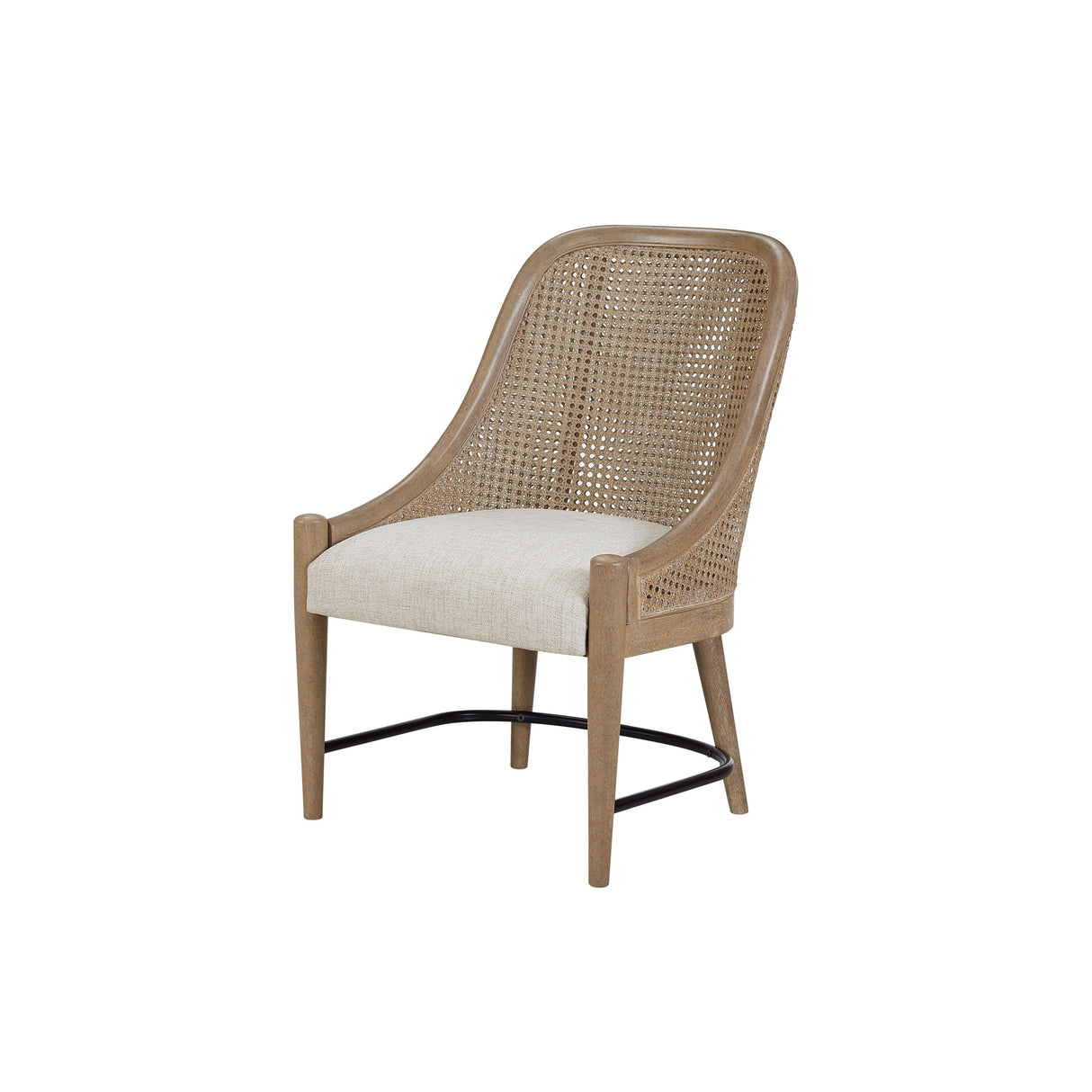 Dining-Chair-with-Cane-Back-and-Upholstered-Seat,-Set-of-2-Dining-Chairs