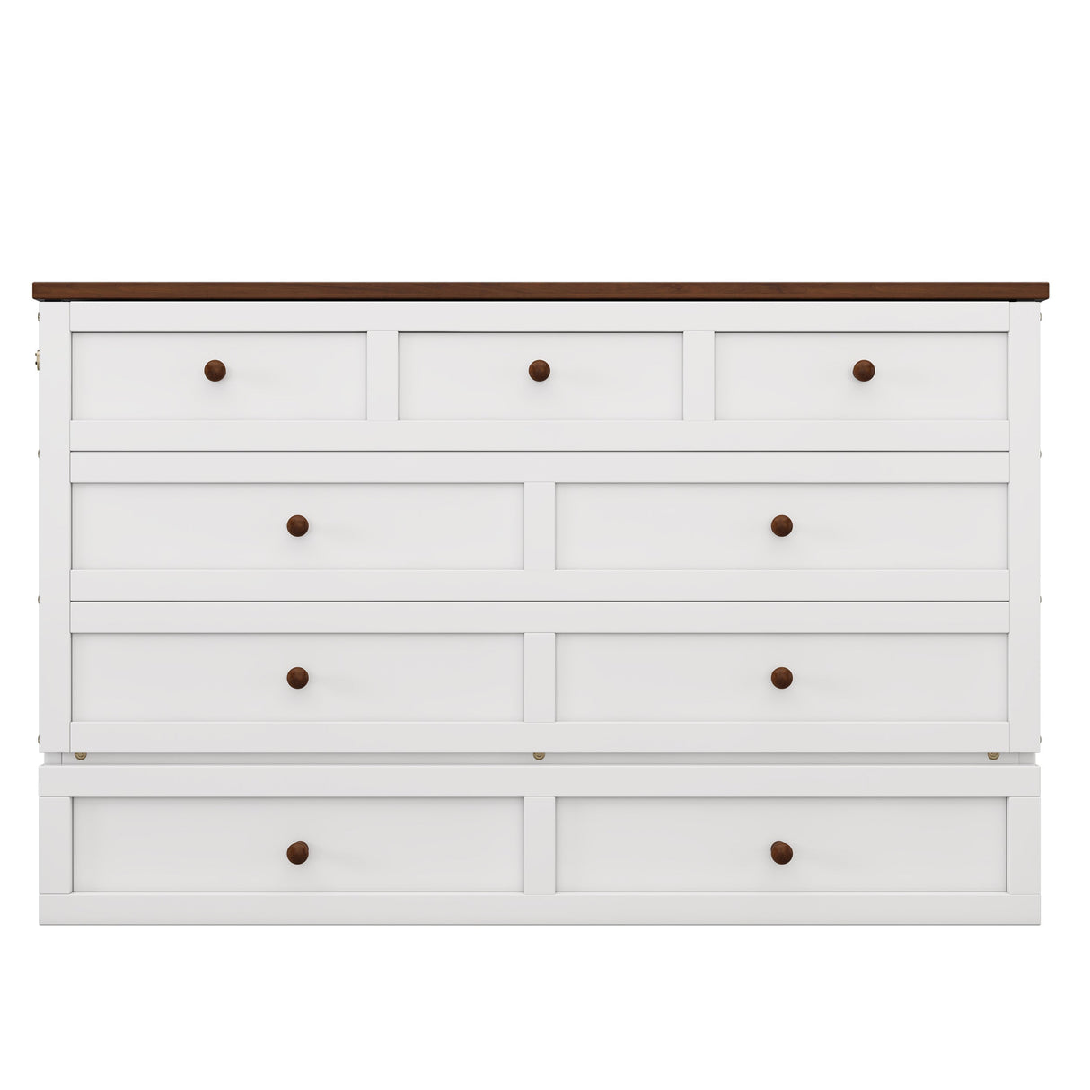 Solid Pine Murphy Bed Chest with Charging Station and Large Storage Drawer - Queen