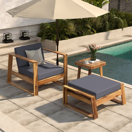 The Lunar Acacia Wood Outdoor Lounge Set with Side Table