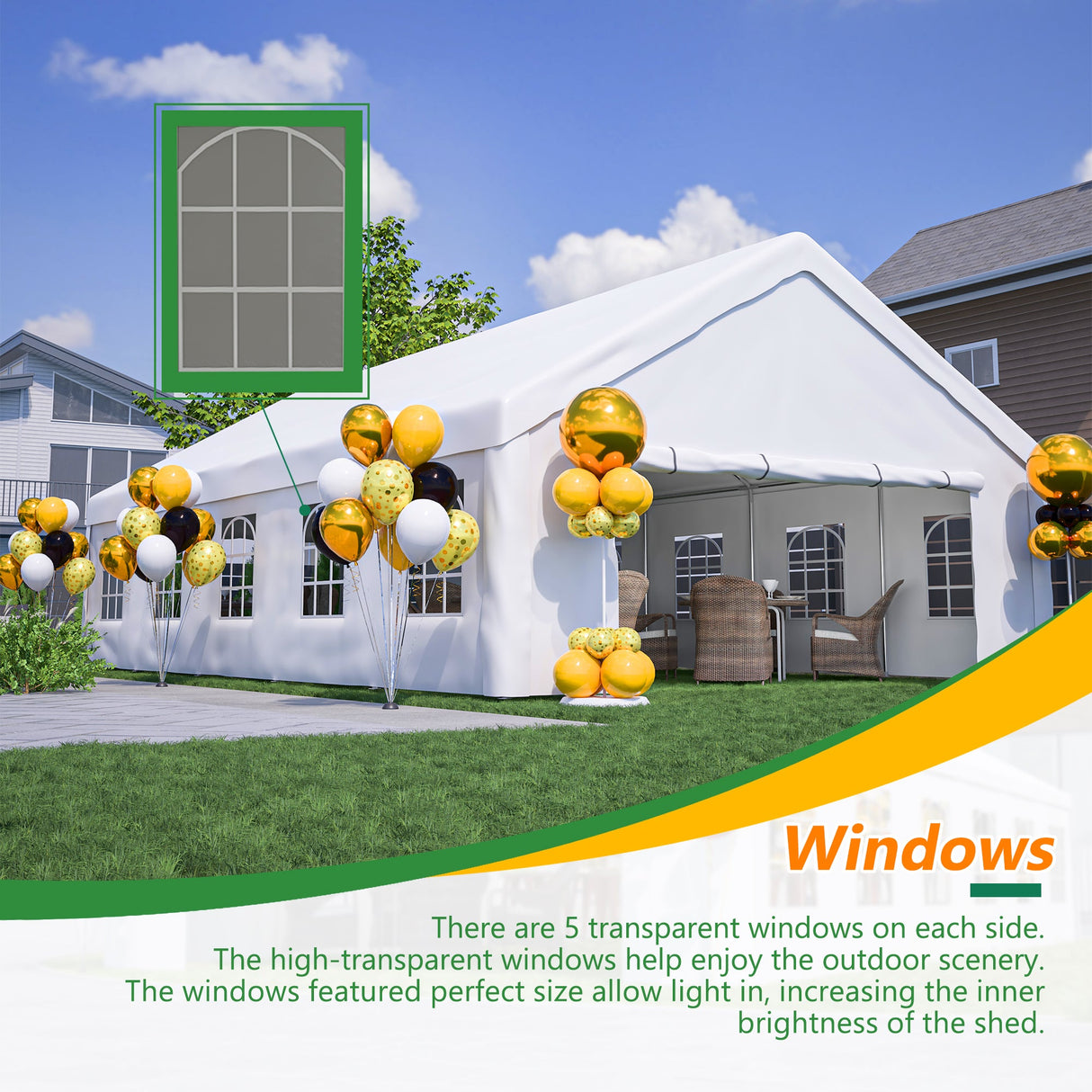 20x32 FT Party Tent with 3 Storage Bags & Removable Sidewalls