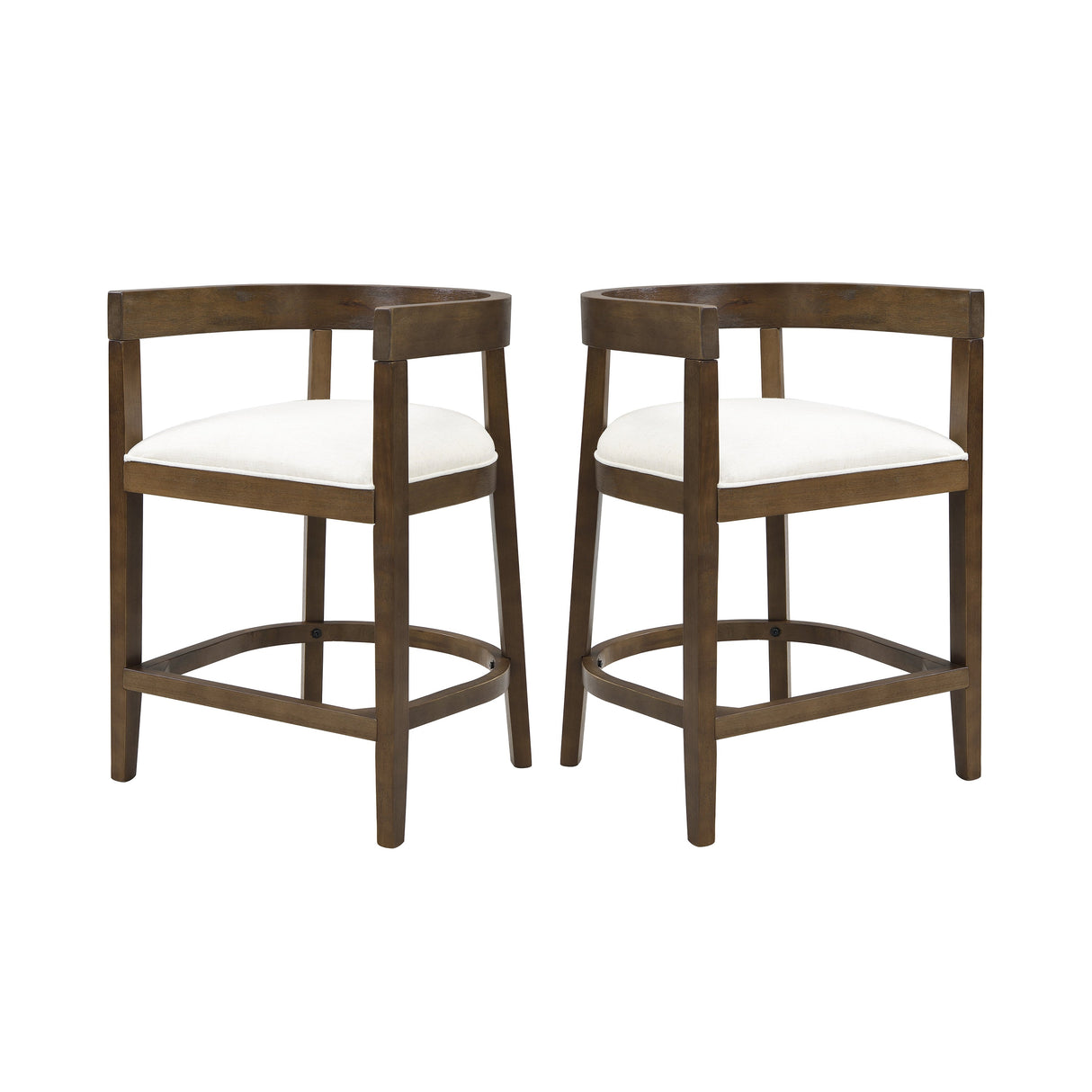 Modern Rubberwood Counter Stool Set with Upholstered Seats