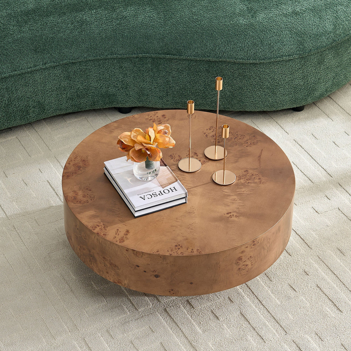 31.49'' Burl Wood Veneer Round Coffee Table