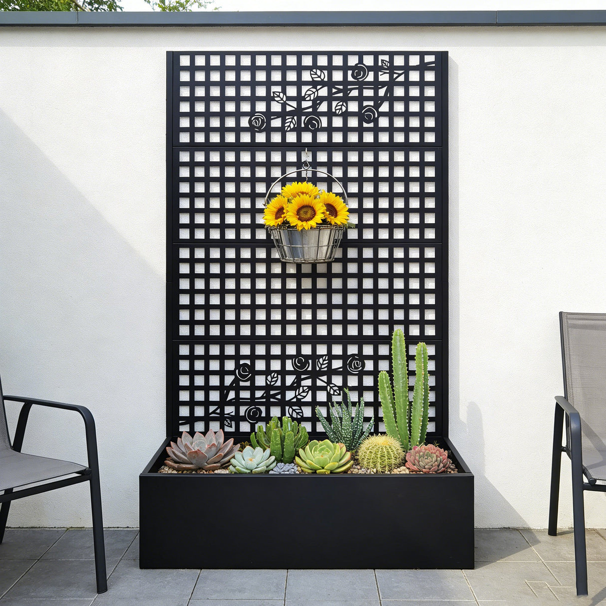 Metal Planter Box with Trellis