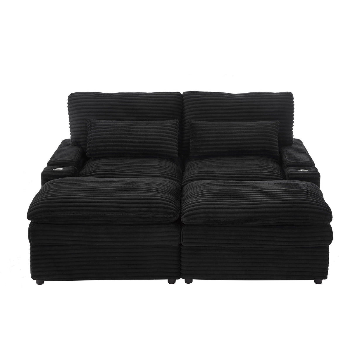 Convertible Loveseat Sofa With Storage, USB Ports, Cup Holders