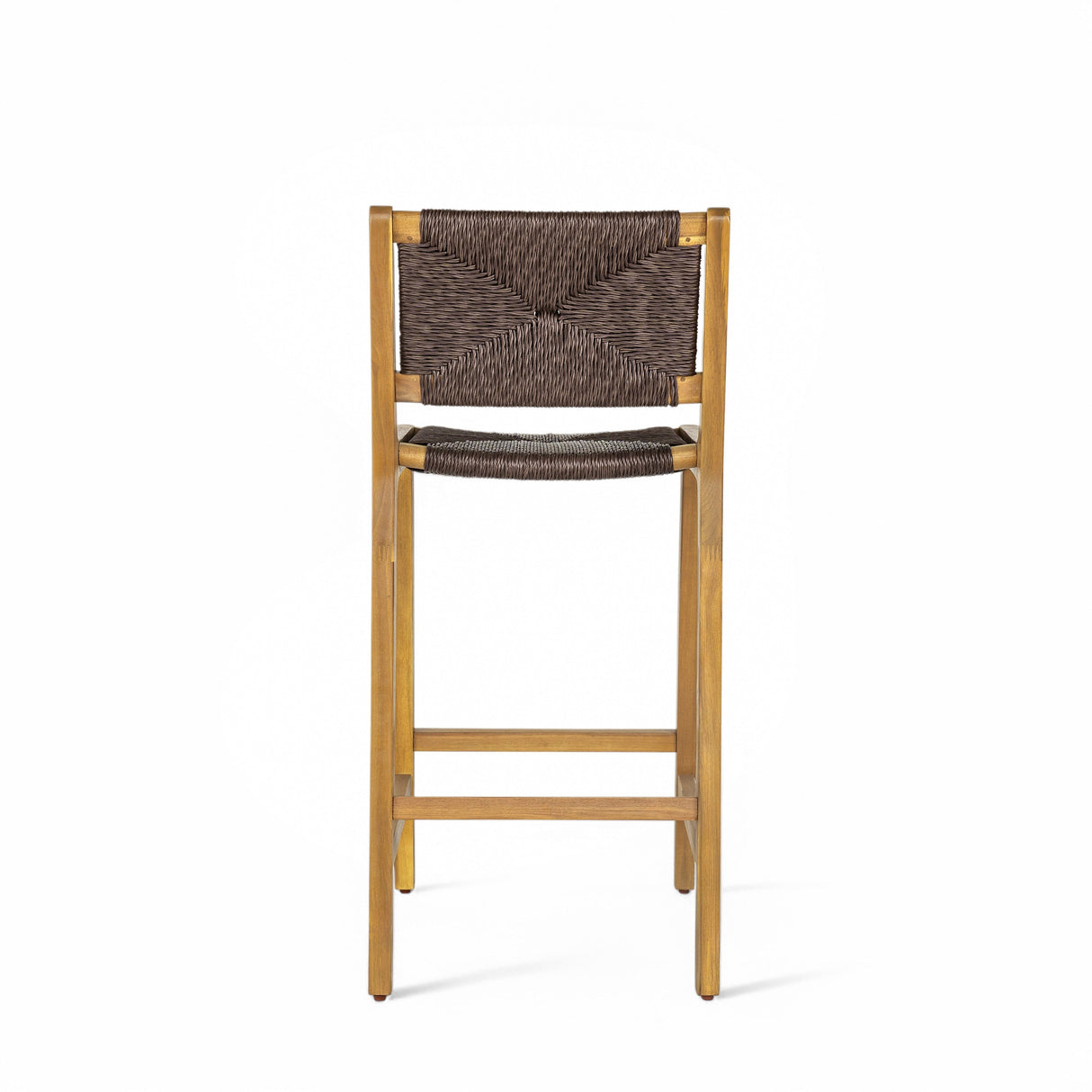 Acacia Wood Outdoor Armless Barstool - Teak Set of 2