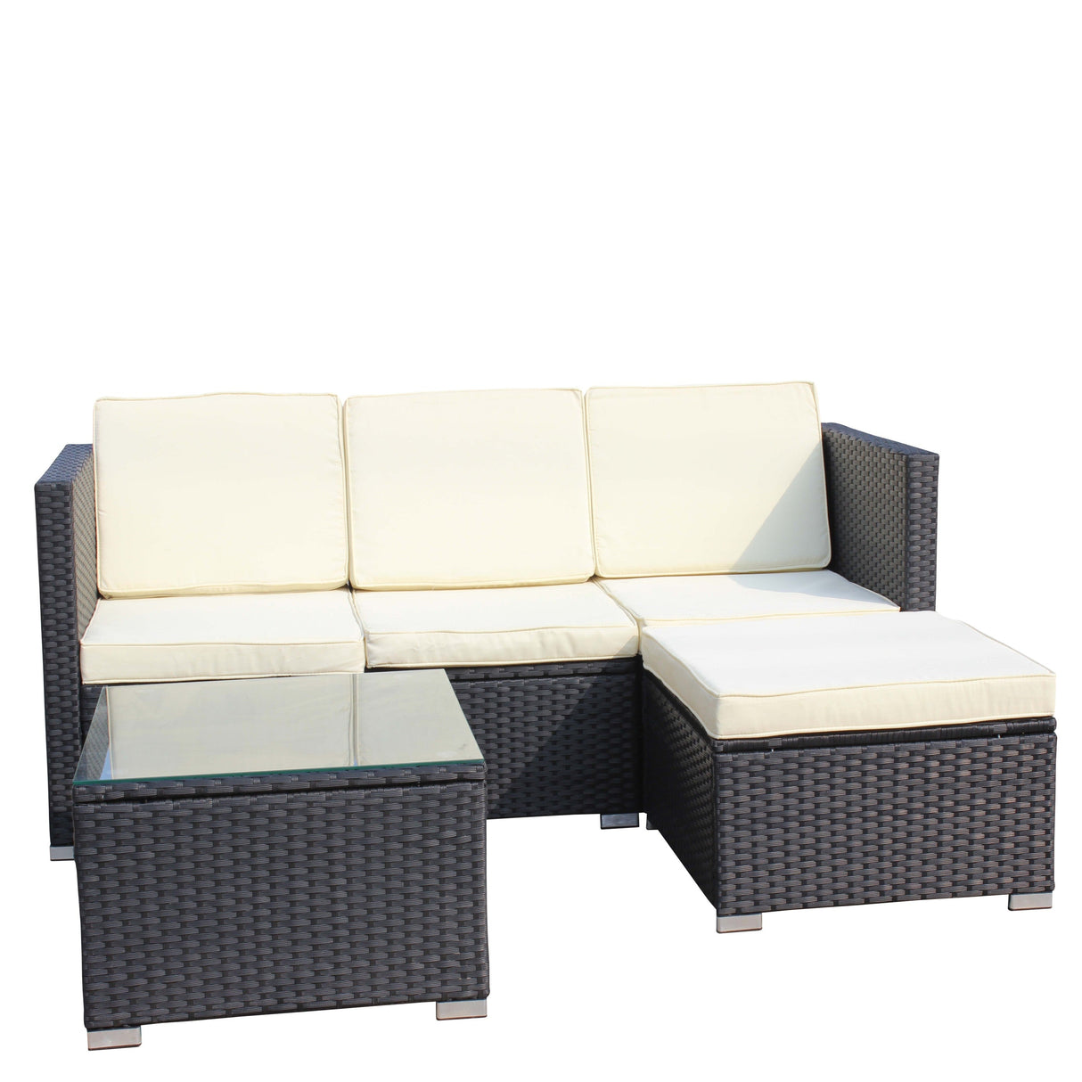 Outdoor 5-Piece PE Rattan Wicker Patio Sofa Set with Coffee Table