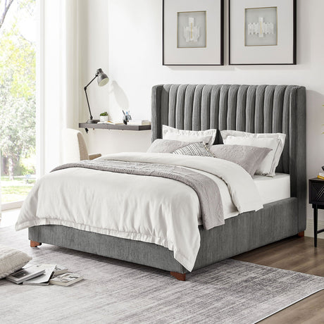 Corduroy-Upholstered-Wingback-Bed-Frame-Beds-&-Bed-Frames