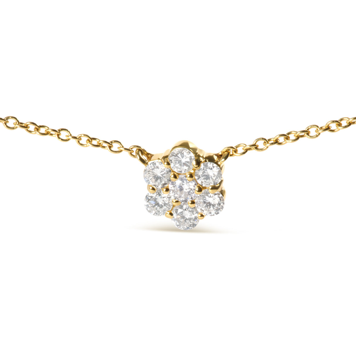 14K Yellow Gold 2.00 Cttw Diamond Cluster 18" Station Necklace (I-J Color, I1-I2 Clarity)