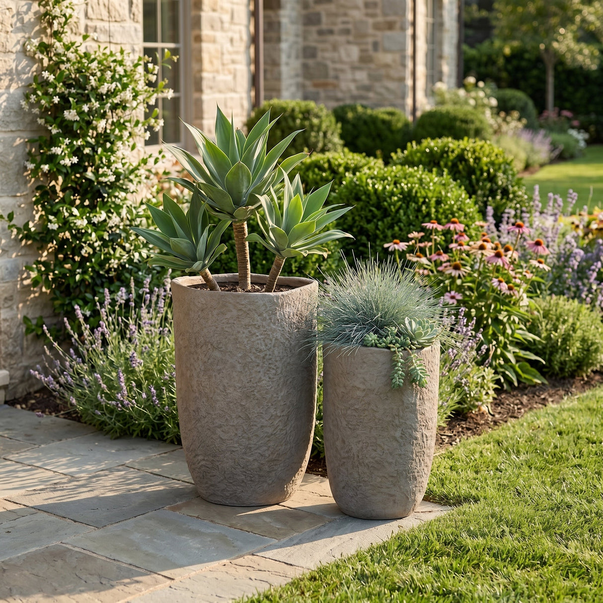Round Concrete Planter Set of 2