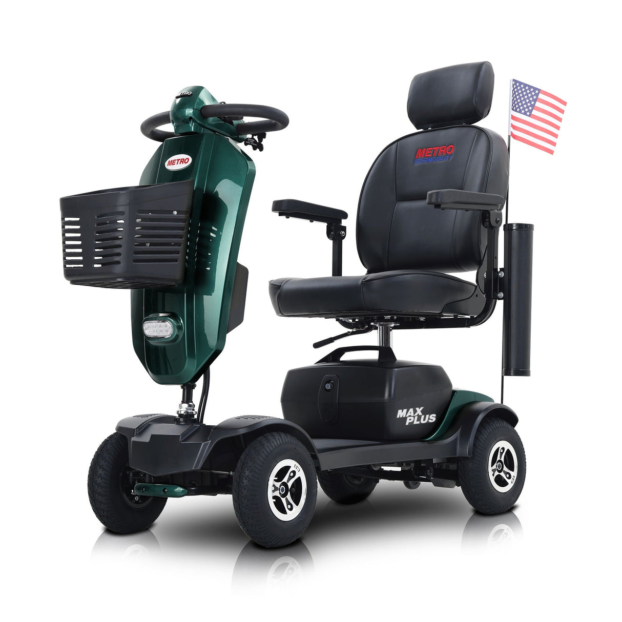 Max Plus - 4 Wheels Outdoor Compact Mobility Scooter With 2 Pieces X 20Ah Lead Acid Battery, 16 Miles, Cup Holders & USB Charger Port