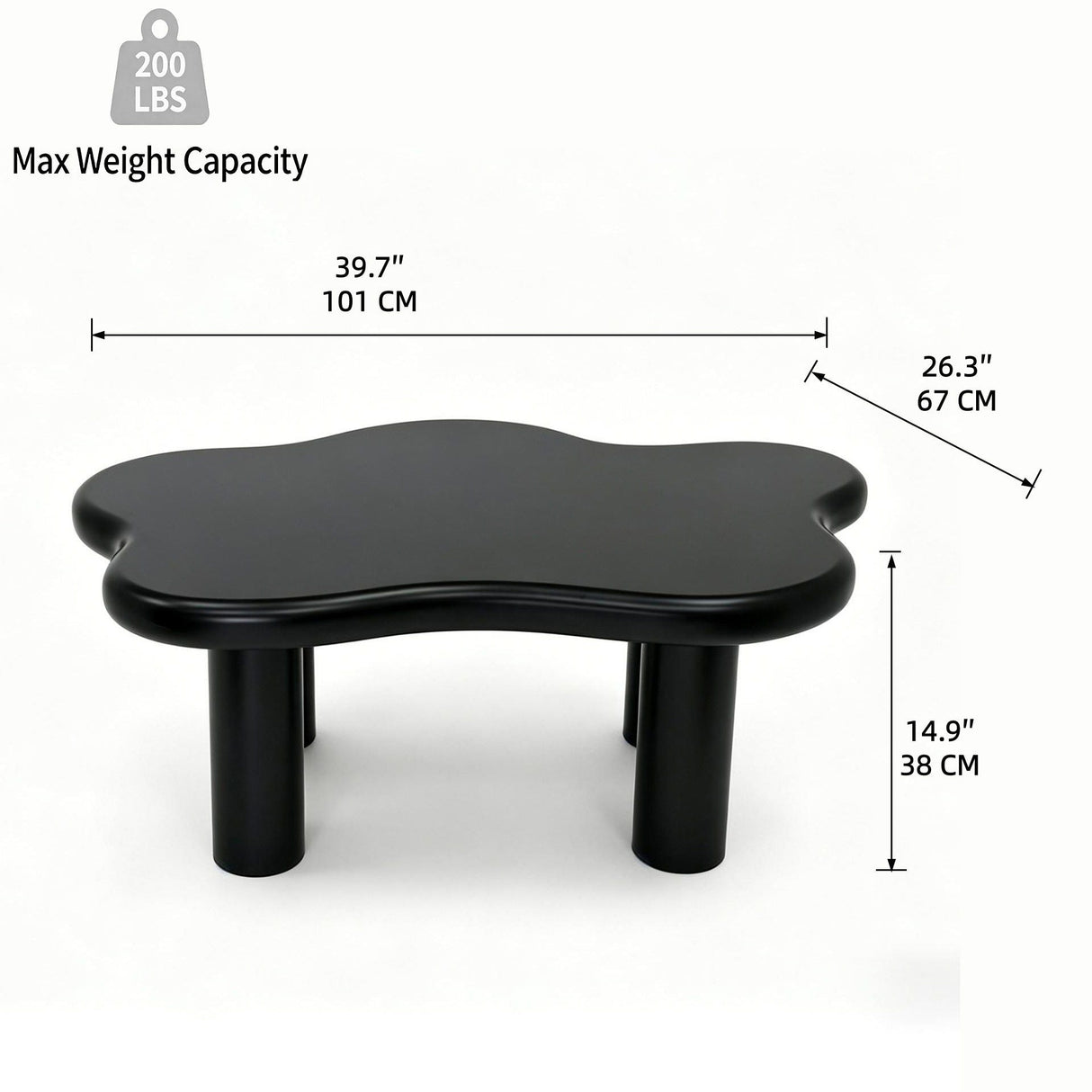 Cloud Shaped Coffee Table With 4 Round Legs