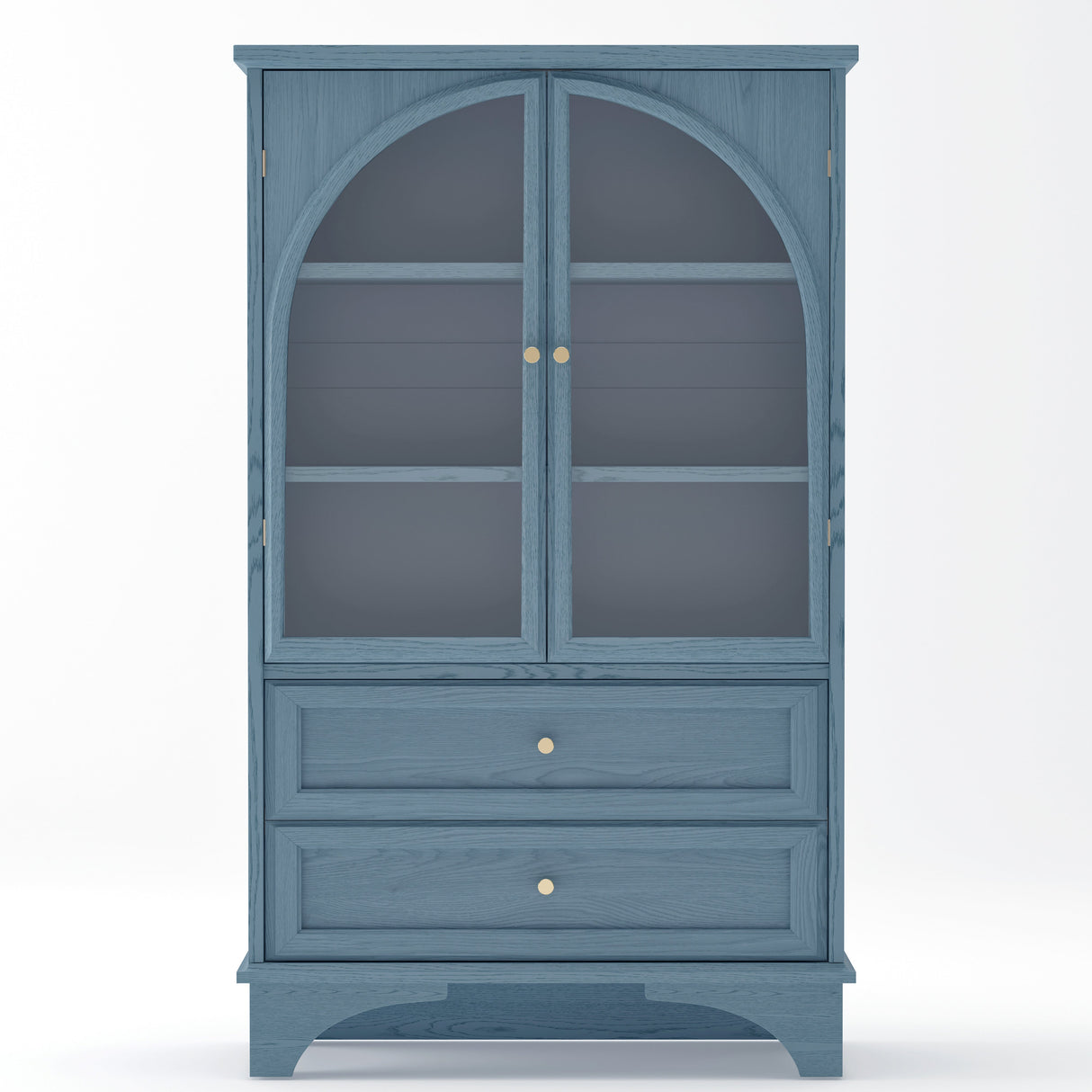 52.17"H Glass Door Display Case Storage Cabinet with 2 Drawers and Adjustable Shelf
