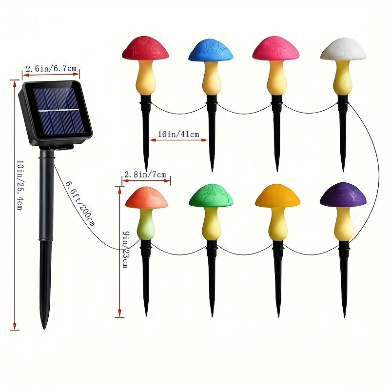 Solar Mushroom Garden Lights Outdoor, 6 LED Decorative Landscape Lights IP65 Waterproof
