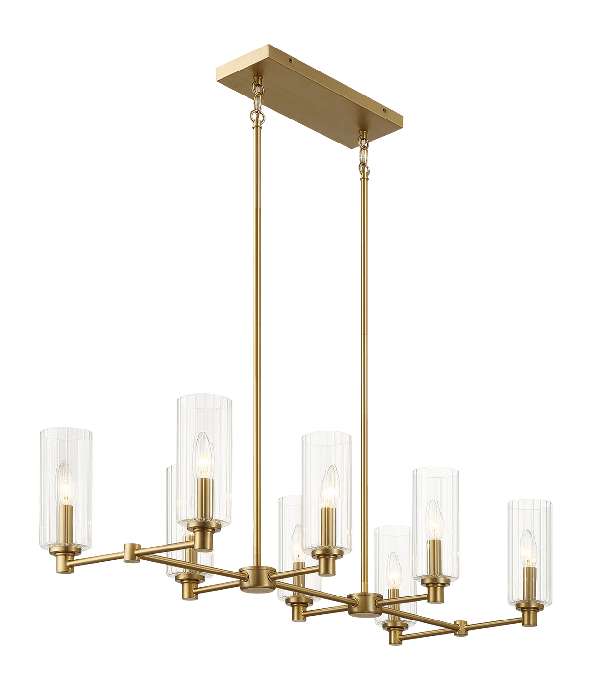 Willow Eight Lights Island Pendant Lamp - Satin Brass