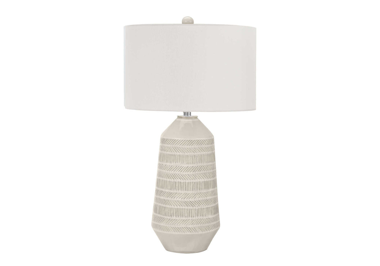 Contemporary 33"h Table Lamp with Ivory Shade and Cream Ceramic Base