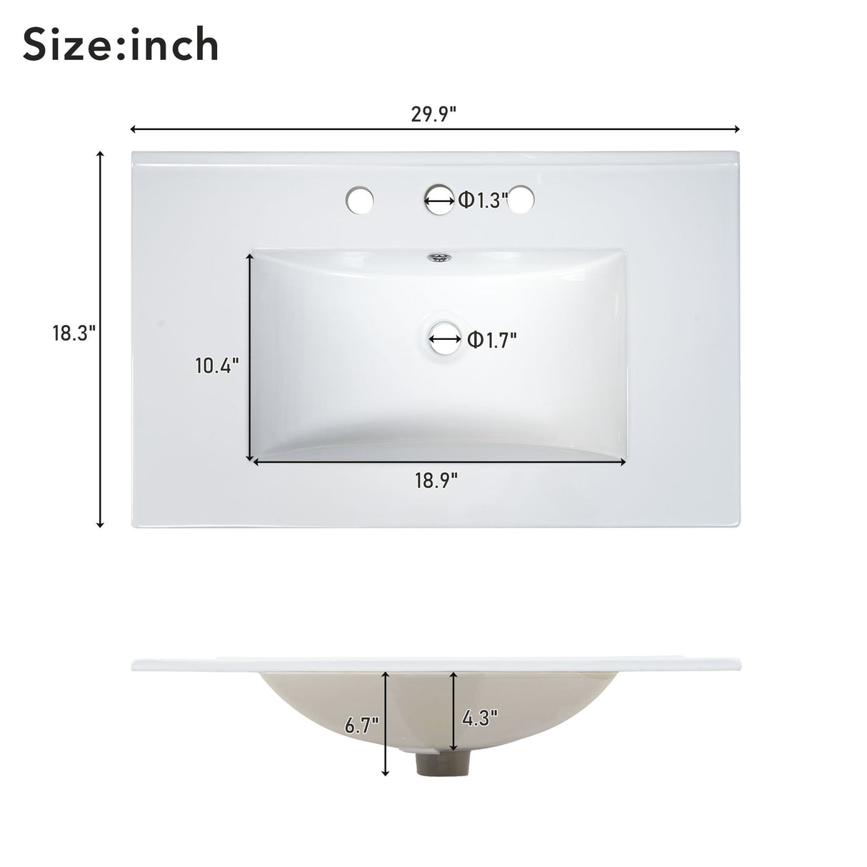 30-Inch Bathroom Vanity with Ceramic Sink and Ample Storage