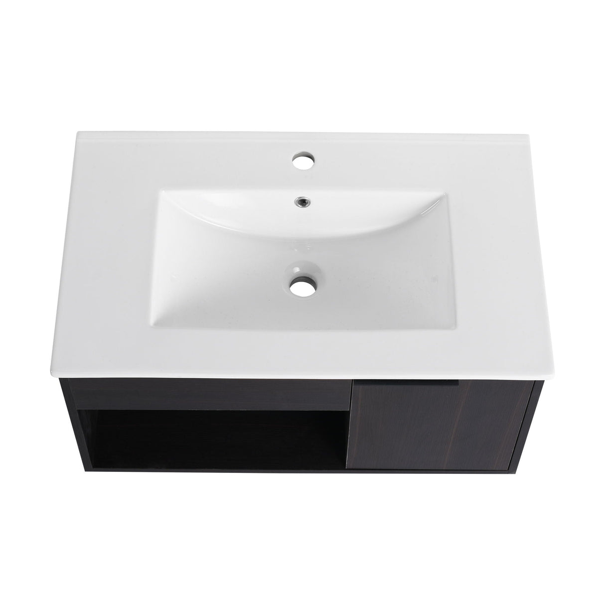 Wall Mounted Floating Bathroom Vanity With Open Shelf & Soft Close Door