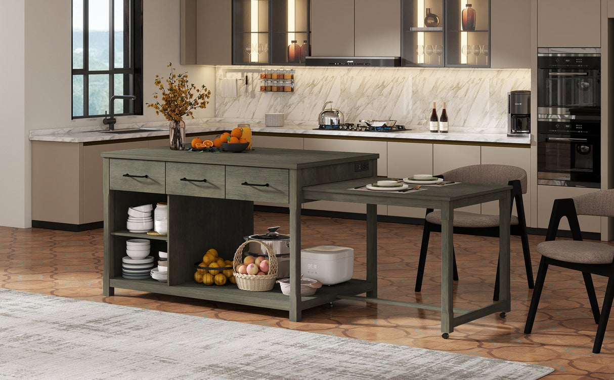 TREXM Extendable Kitchen Island with Storage