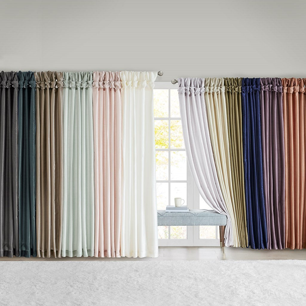 Twist Tab Lined Window Curtain Panel Charcoal 50x108"