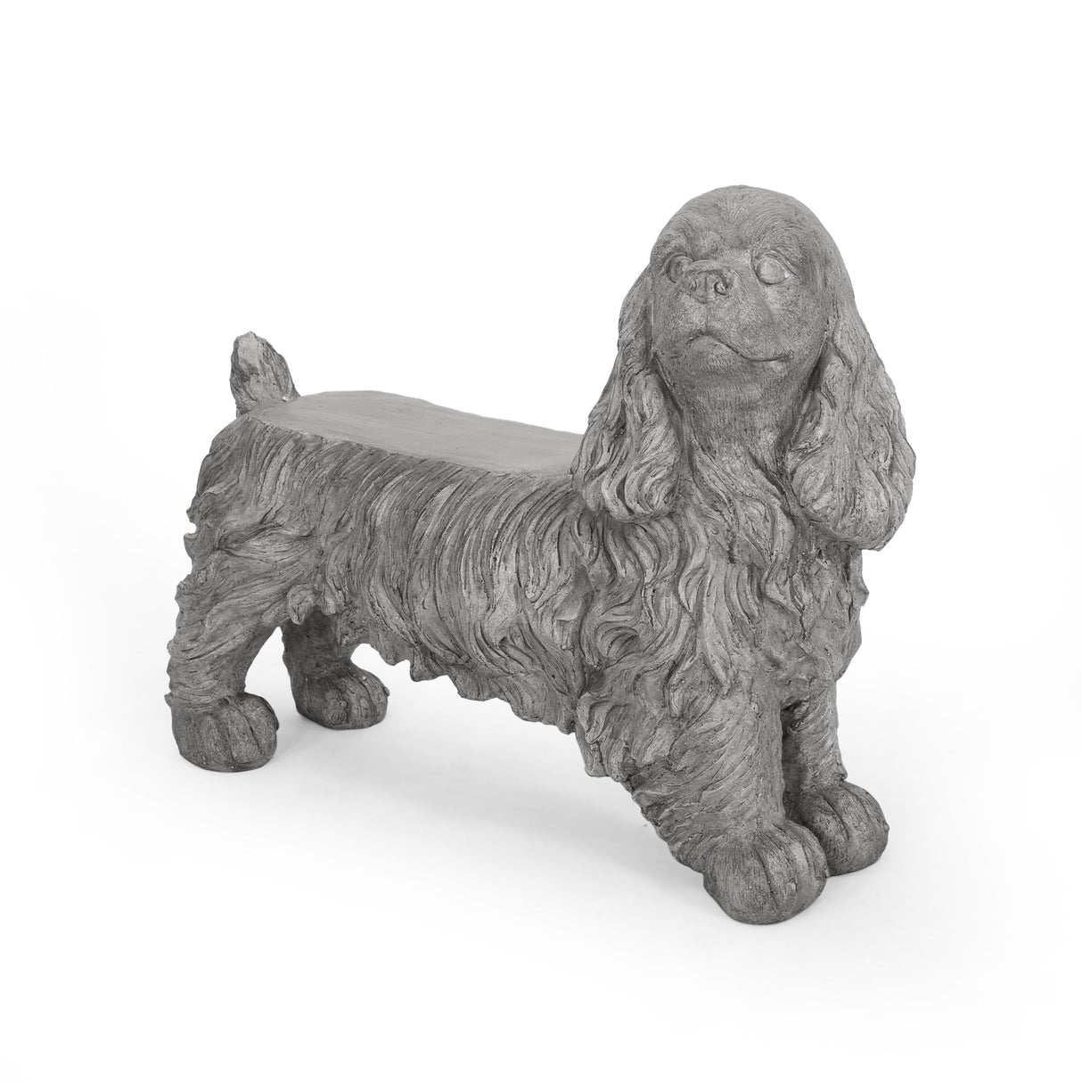 Charming Cocker Spaniel Dog Statue Bench Gray Magnesium Oxide 31.25'