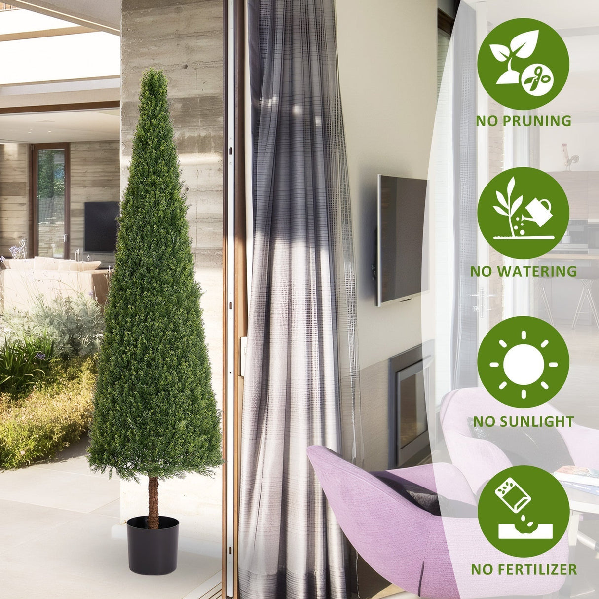 6FT Artificial Conical Topiary Tree UV Resistant Faux Cedar