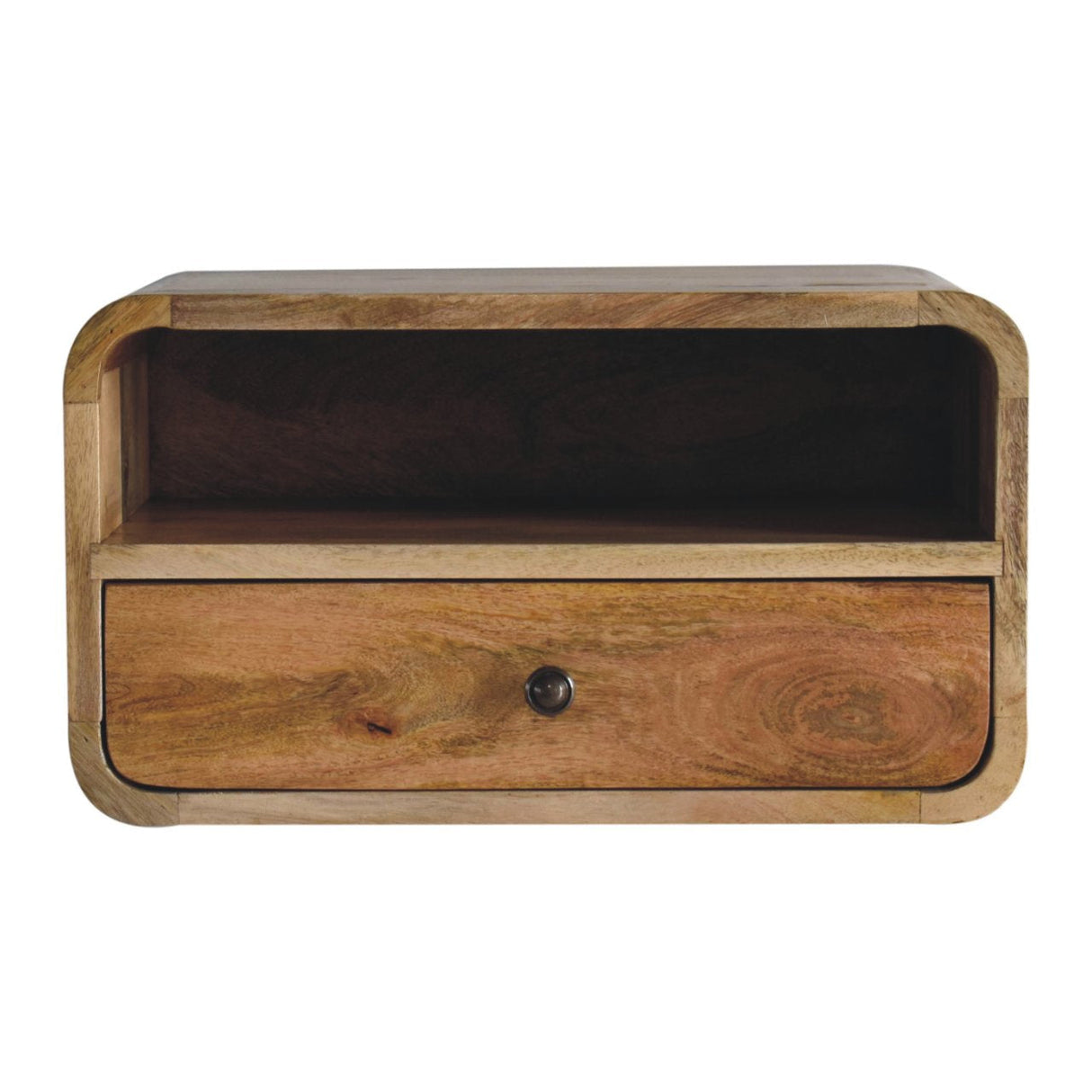 Large Floating Bedside, 1 Drawer, 1 Open Slot, Oak-ish