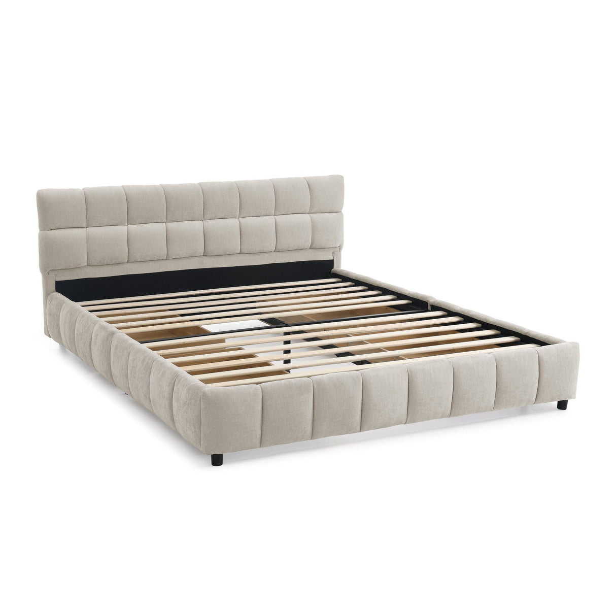 Modern Platform Bed Frame With Thick Fabric