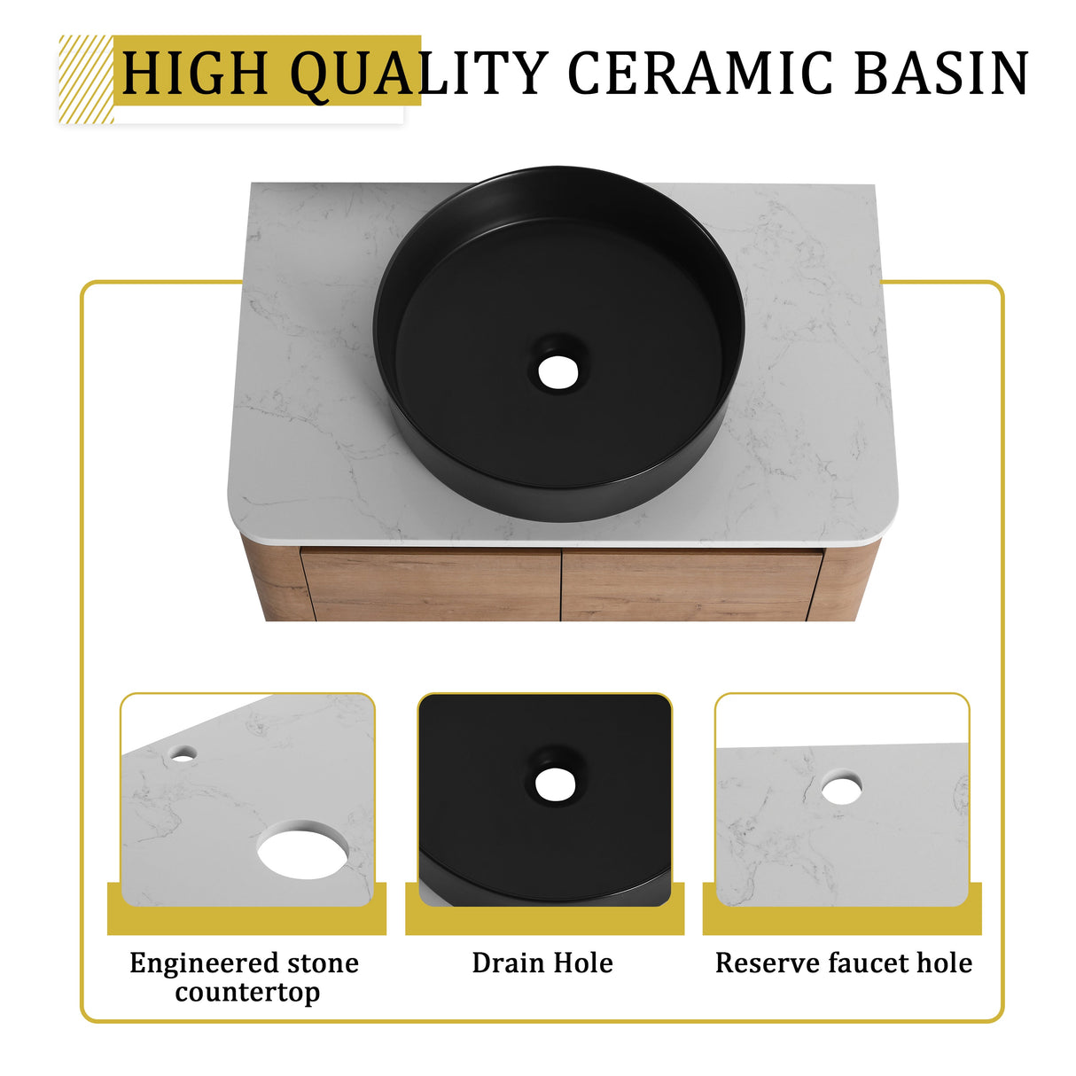 72" Wall-Mounted Bathroom Vanity With Ceramic Art Sink