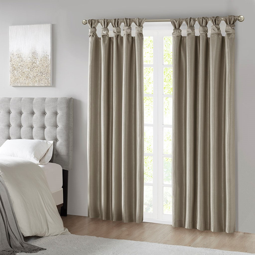 Twist Tab Total Blackout Window Curtain Panel Pewter 50x95" Blackout