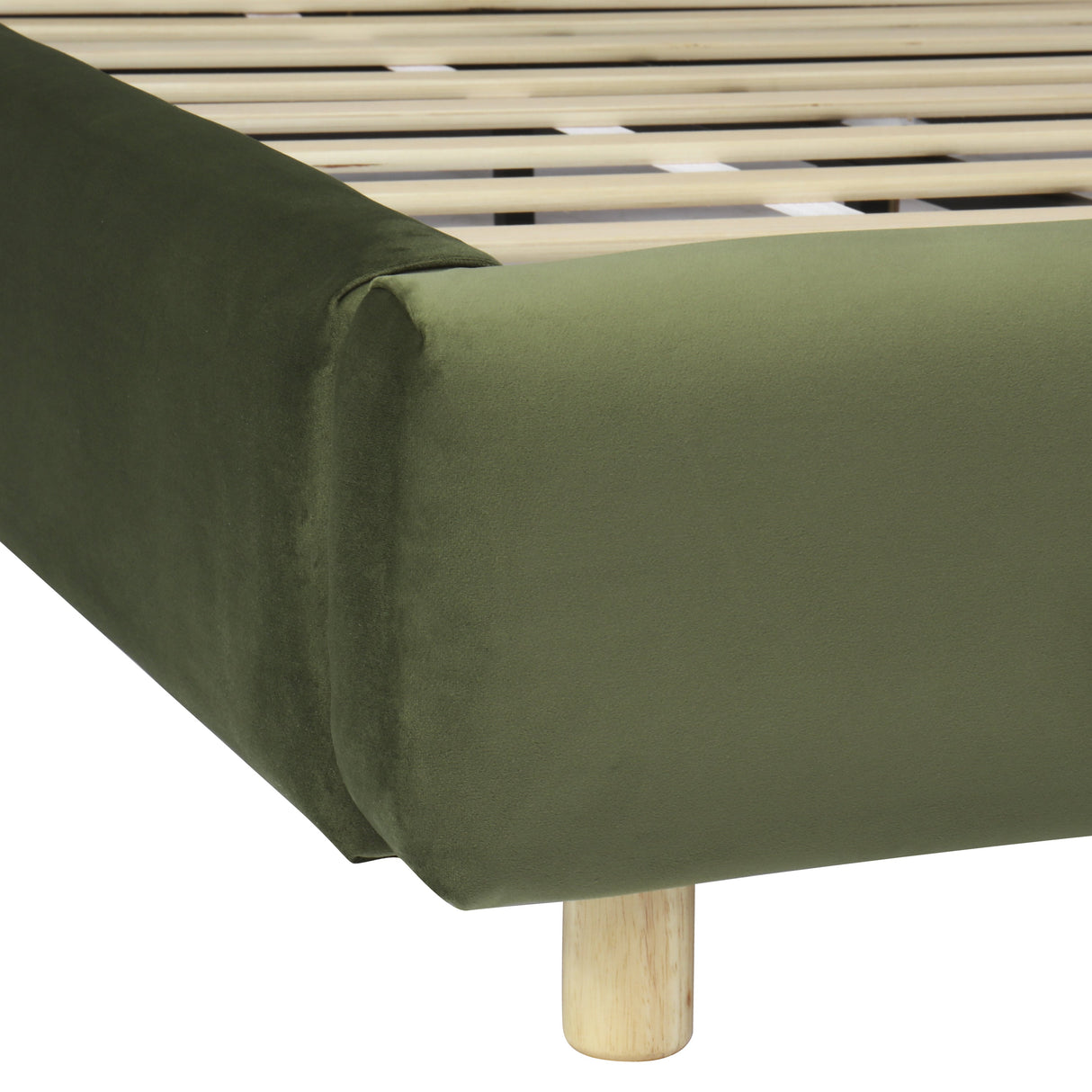 King Size Platform Bed with Velvet Fabric and Curved Headboard