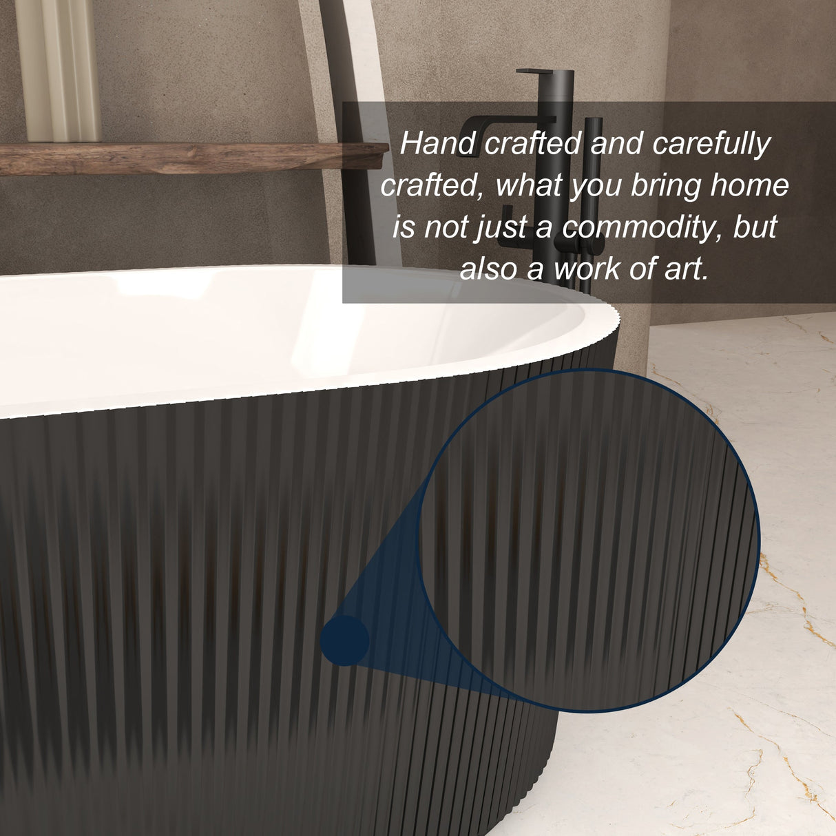 59" Linear Acrylic Freestanding Soaker Bathtub
