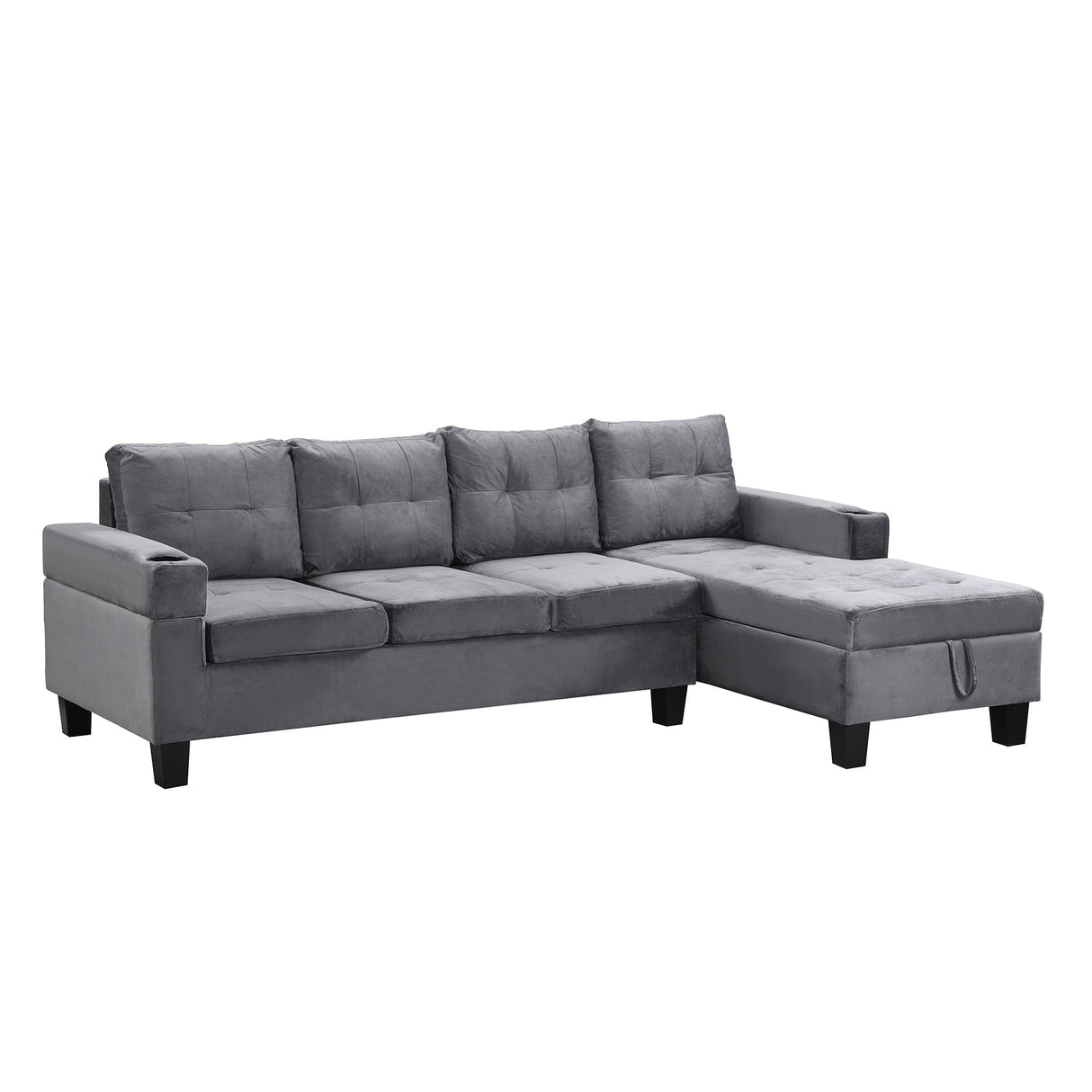 Modern Sectional Sofa Set with L-Shape Chaise Lounge and Storage
