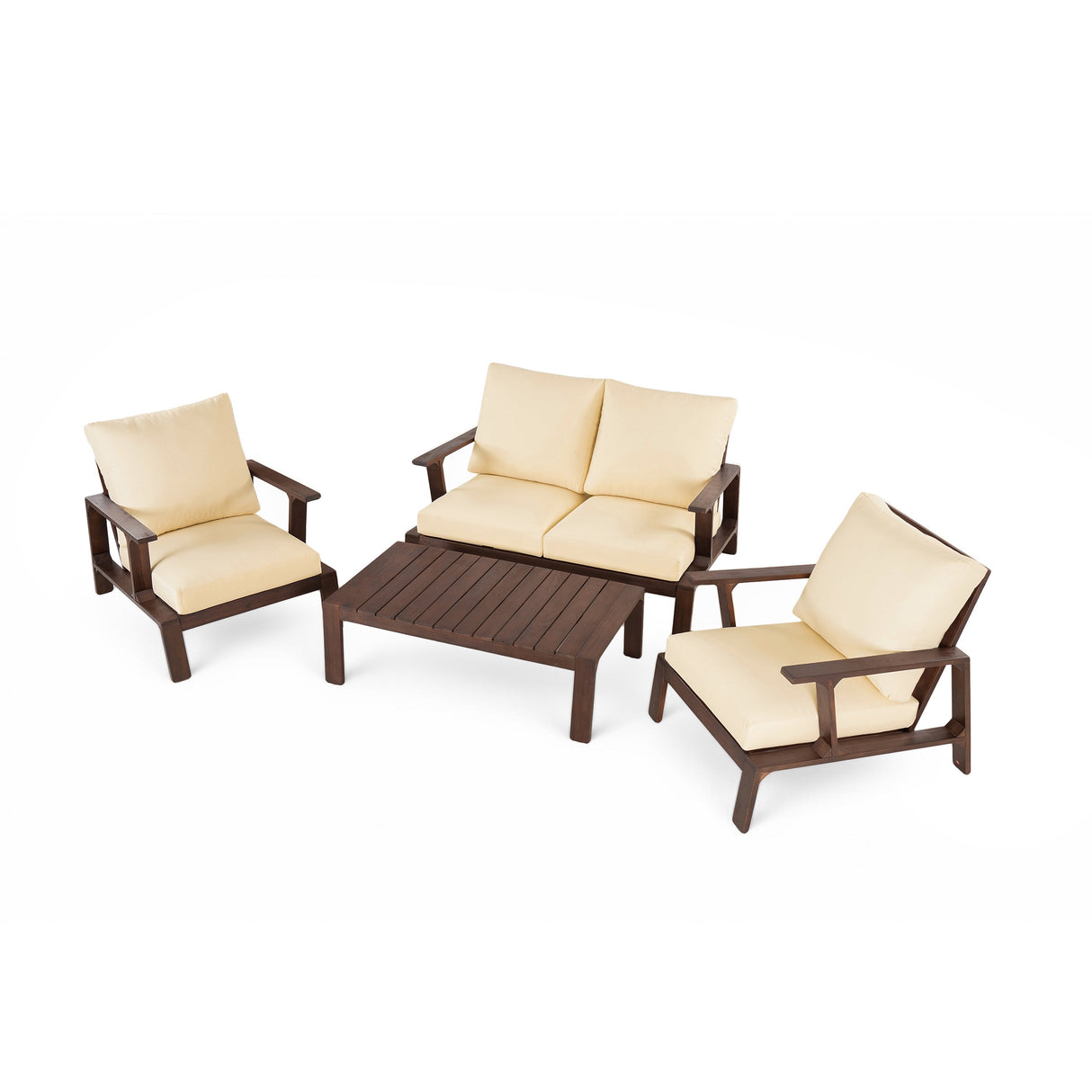 4-Piece Outdoor Sofa Set with Cushions and Coffee Table