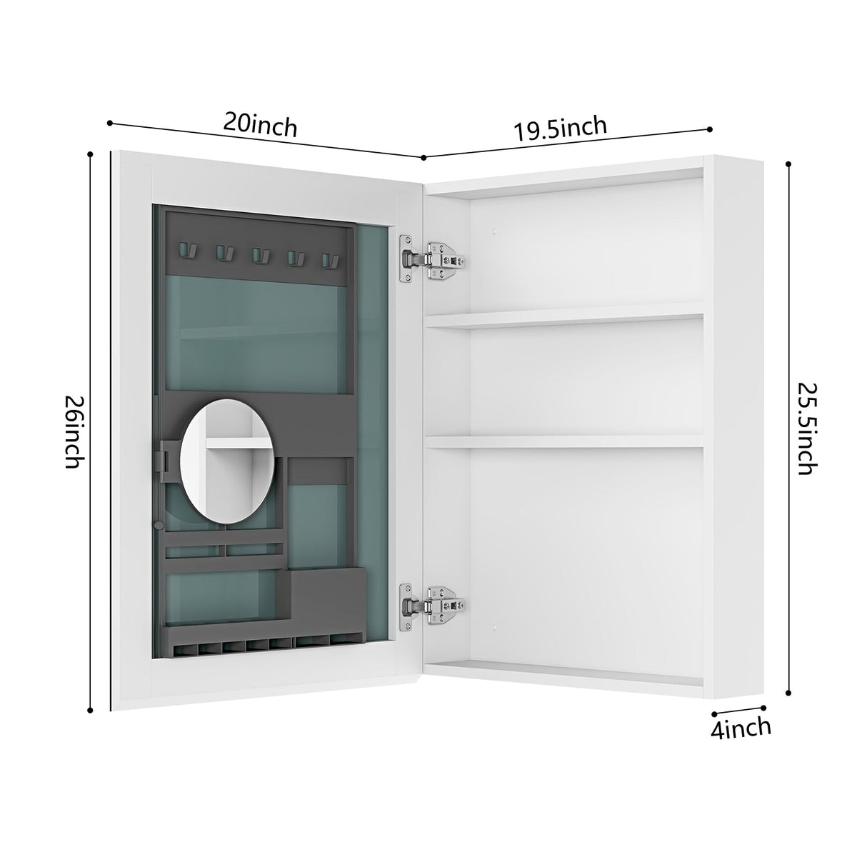 20'' W x 26'' H Surface Frameless Mirror Medicine Cabinet