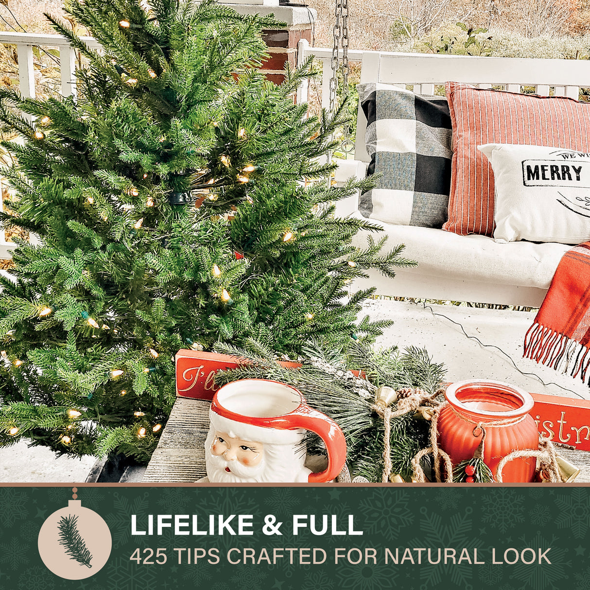 Fraser Hill Farm 4-Ft Adirondack Pre-Lit Potted Christmas Tree Decor with Warm White LED Lights