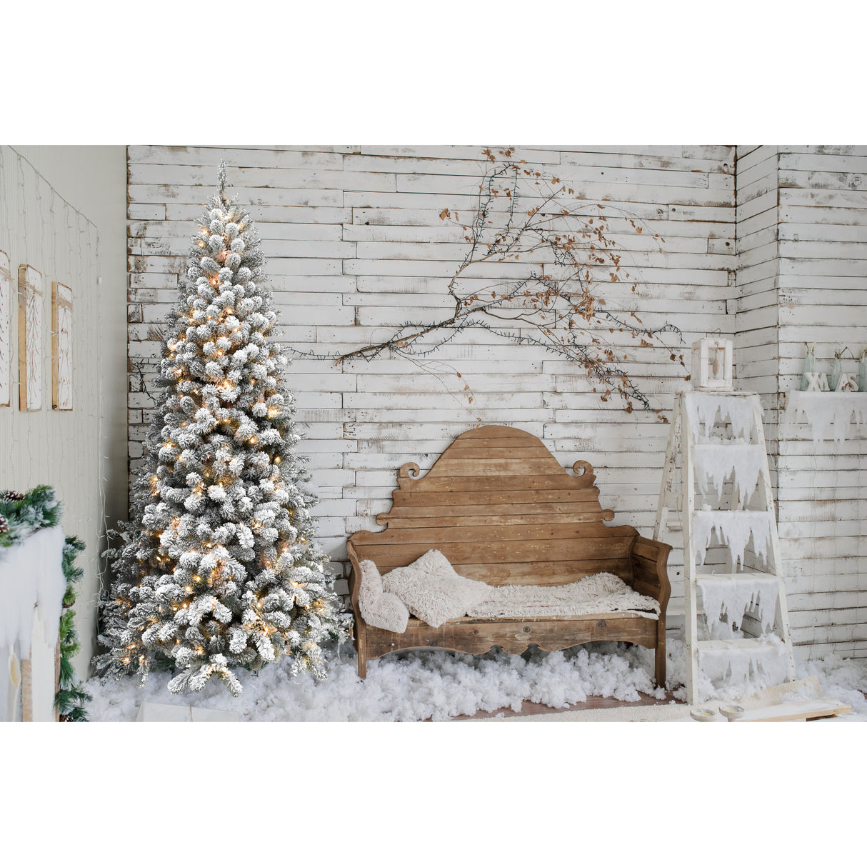6.5-Ft. Flocked Alaskan Pine Christmas Tree with Warm White LED Lights