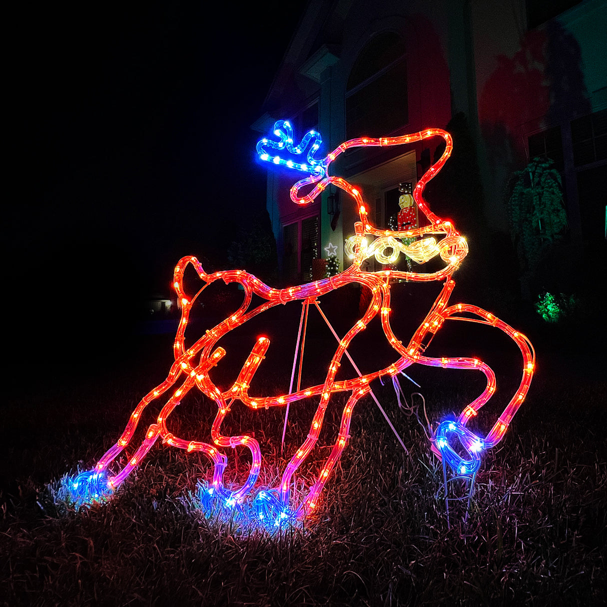 31.4-In. Prelit Christmas Reindeer with Leaping Leg Outdoor Decoration