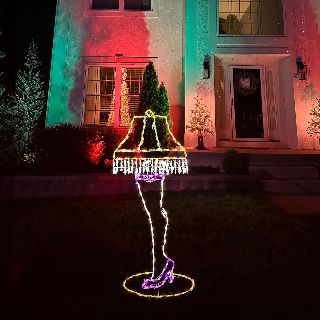 52"H x 21"W Leg Lamp LED Lights, Large Outdoor Christmas Decoration