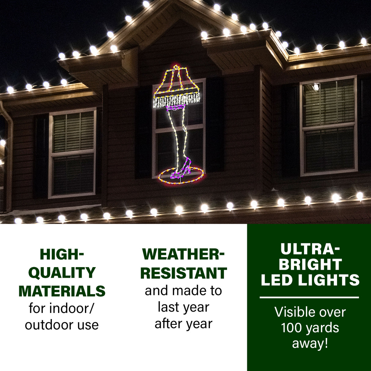52"H x 21"W Leg Lamp LED Lights, Large Outdoor Christmas Decoration