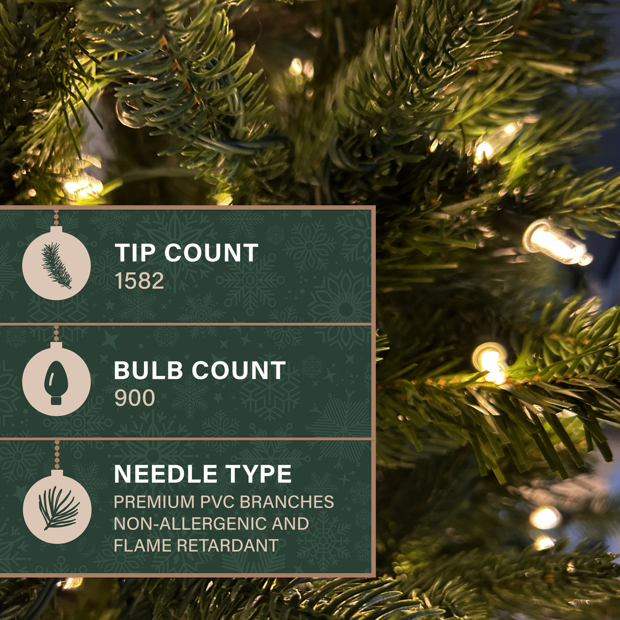 9-Ft. Carmel Pine Slim Artificial Christmas Tree with White Incandescent Smart Lights