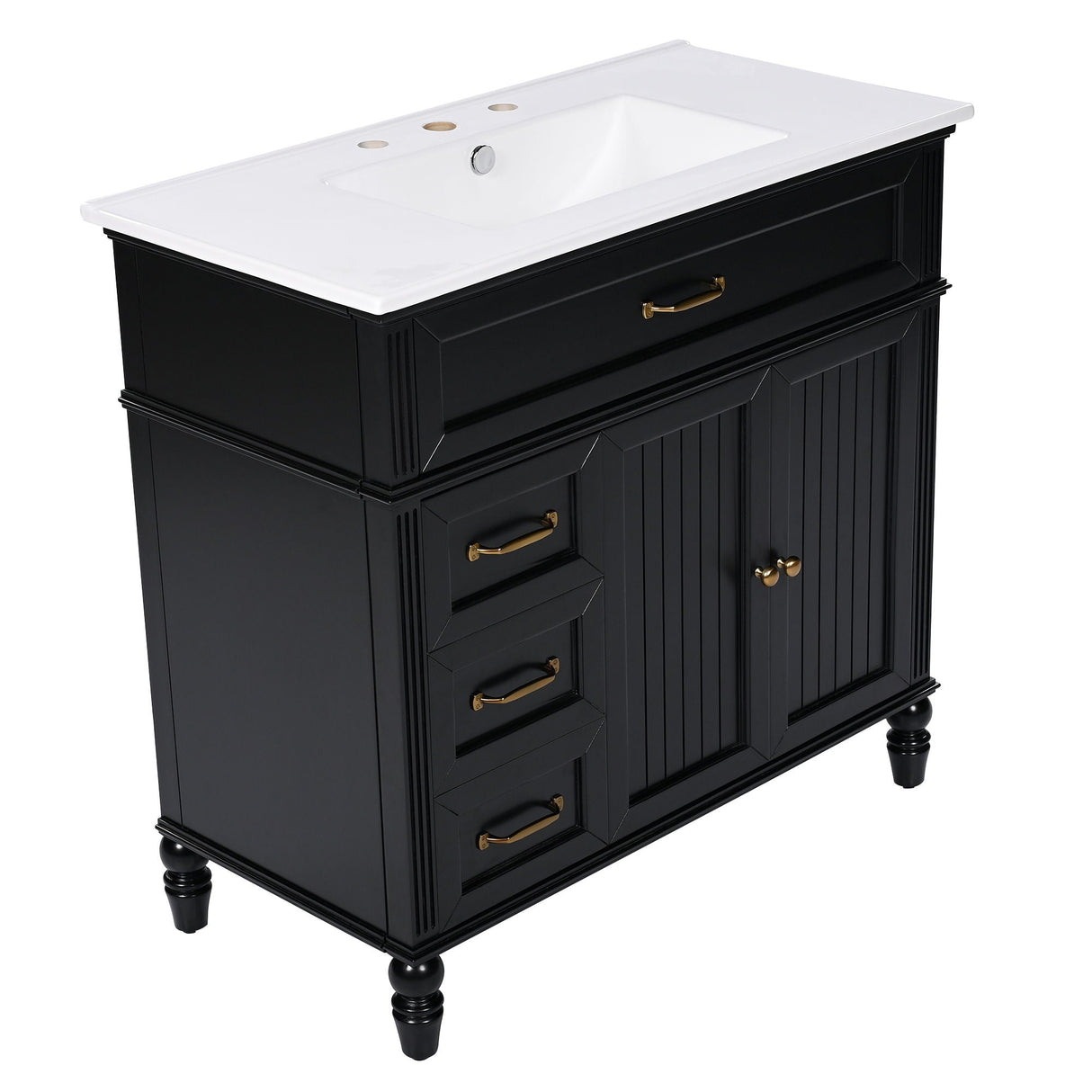 Bathroom Vanity With Sink, Freestanding Cabinet & Drawers
