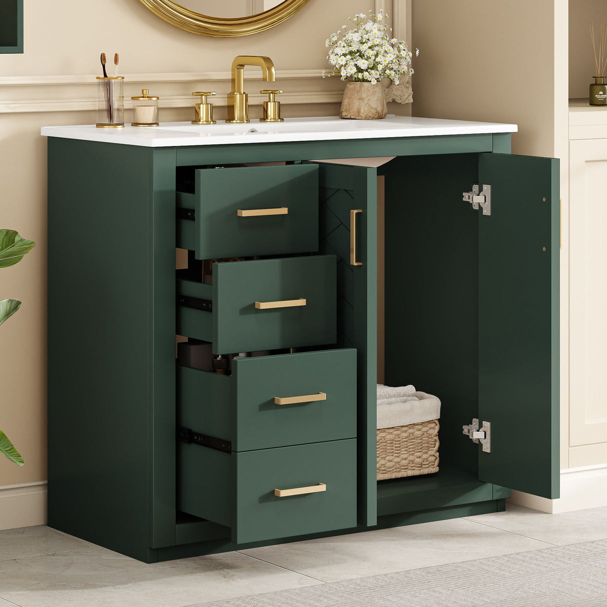 Bathroom Vanity With Sink Combo, Storage Cabinet