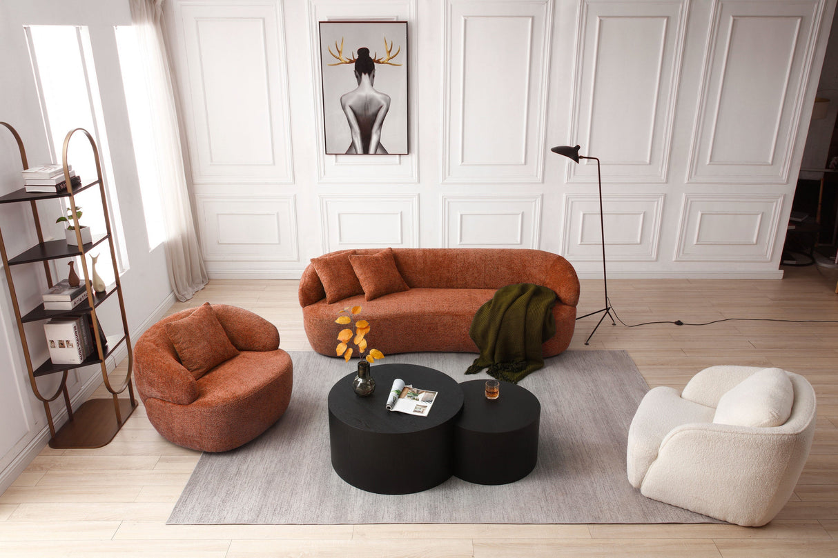 360° Swivel Mid Century Modern Curved Sofa Orange