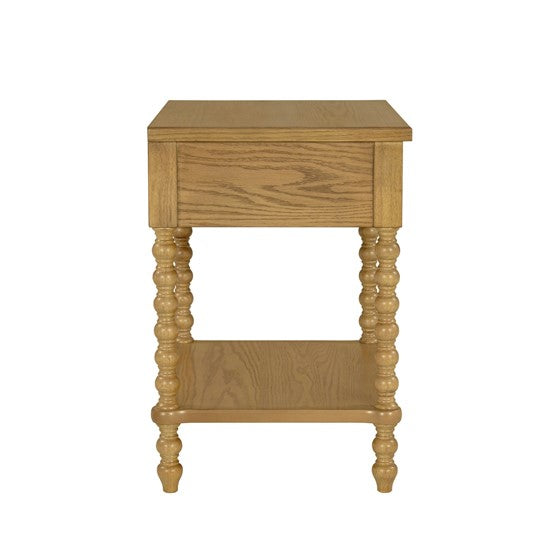 1-Drawer Nightstand with Turned legs and Bottom Shelf