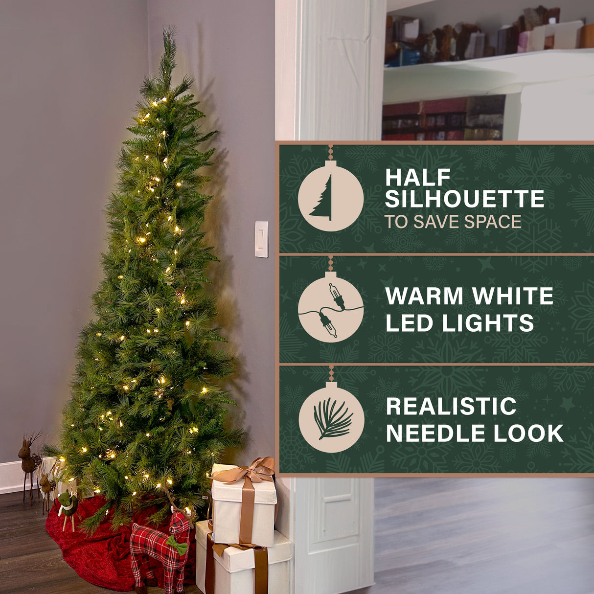 6.5-Ft. Half Christmas Tree with Warm White LED Lights