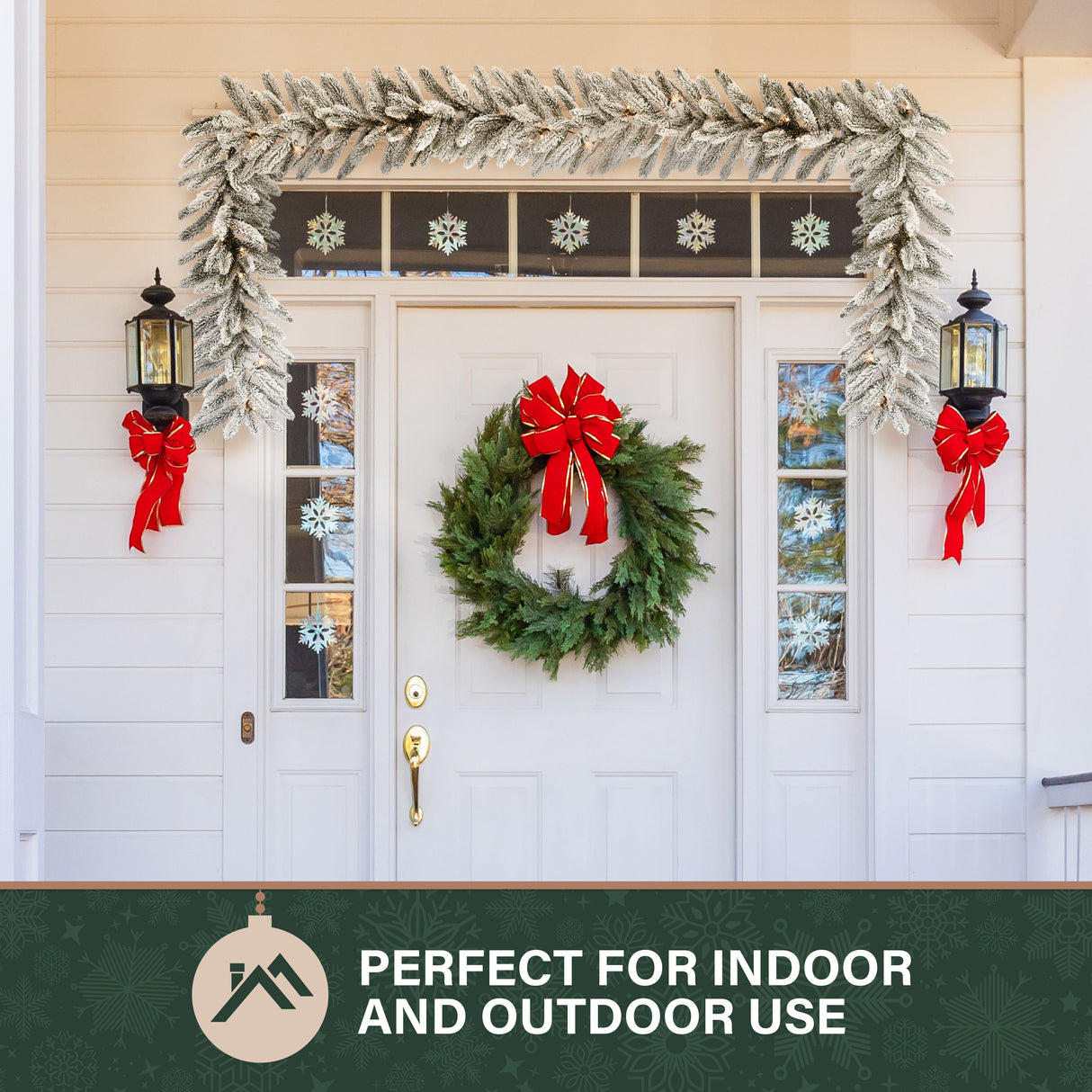 9-Ft. Icy Frost Snow Flocked Garland with Warm White LED Lights