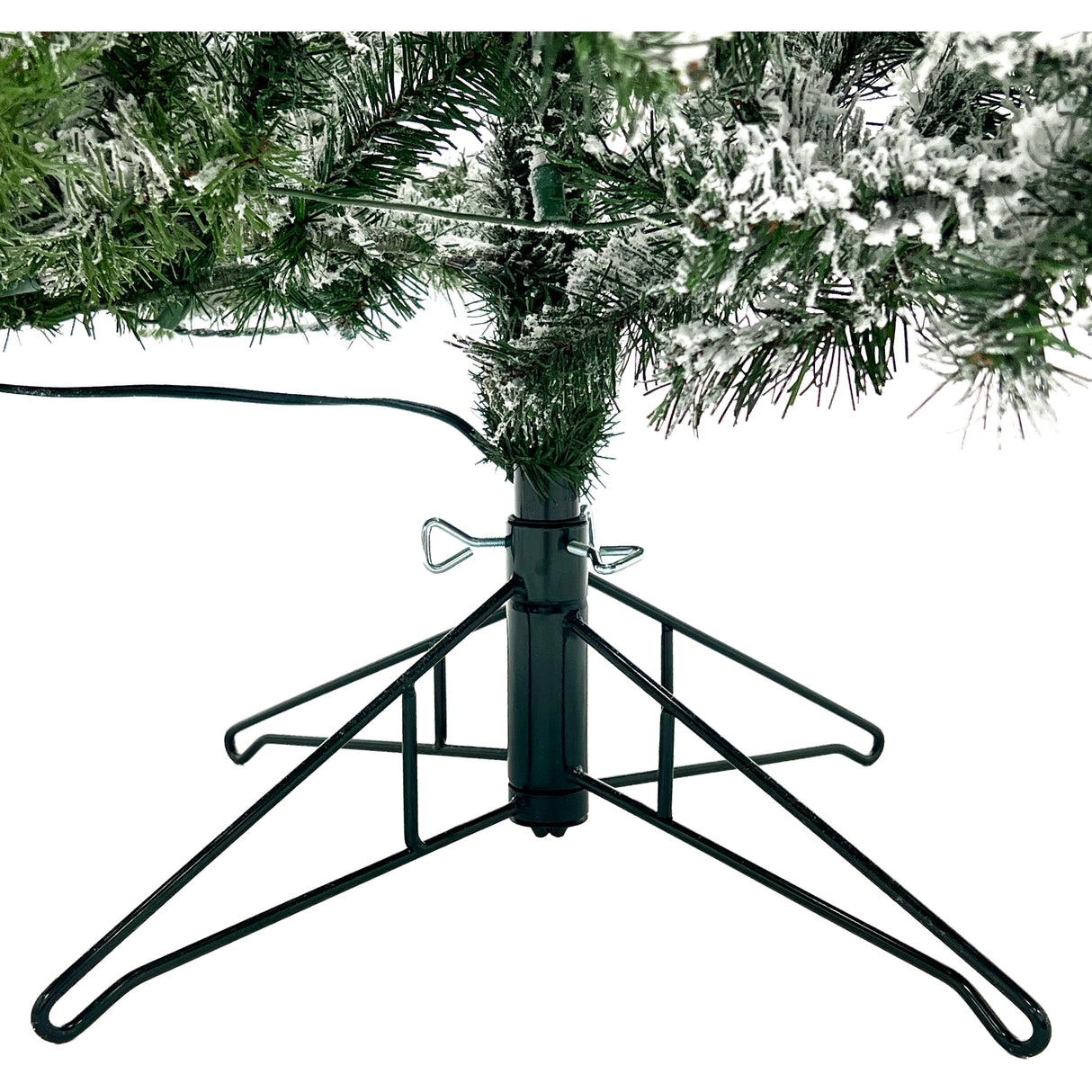 Fraser Hill Farm 6.5-Ft Flocked Mountain Pine Artificial Christmas Tree with Dual Multicolor & Warm White LED Lights