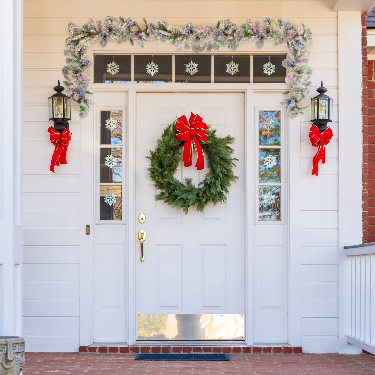 Fraser Hill Farm 9-Ft Mountain Pine Flocked Artificial Garland with Dual Multicolor & Warm White LED Lights