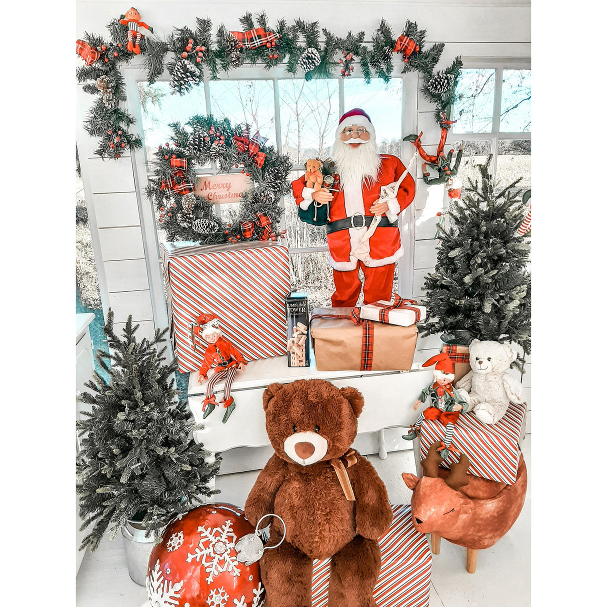 3.5-Ft. Porch Accent Tree in Rustic Farmhouse Metal Jug with Warm White LED Lighting