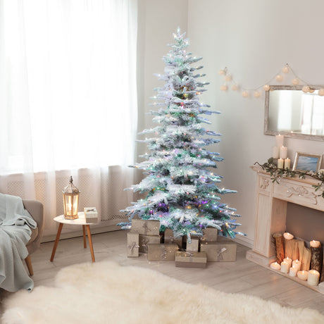 6.5-Ft.-Flocked-Pine-Valley-Christmas-Tree-with-Dual-Multicolor-&-Warm-White-LED-Lights-Christmas-Trees